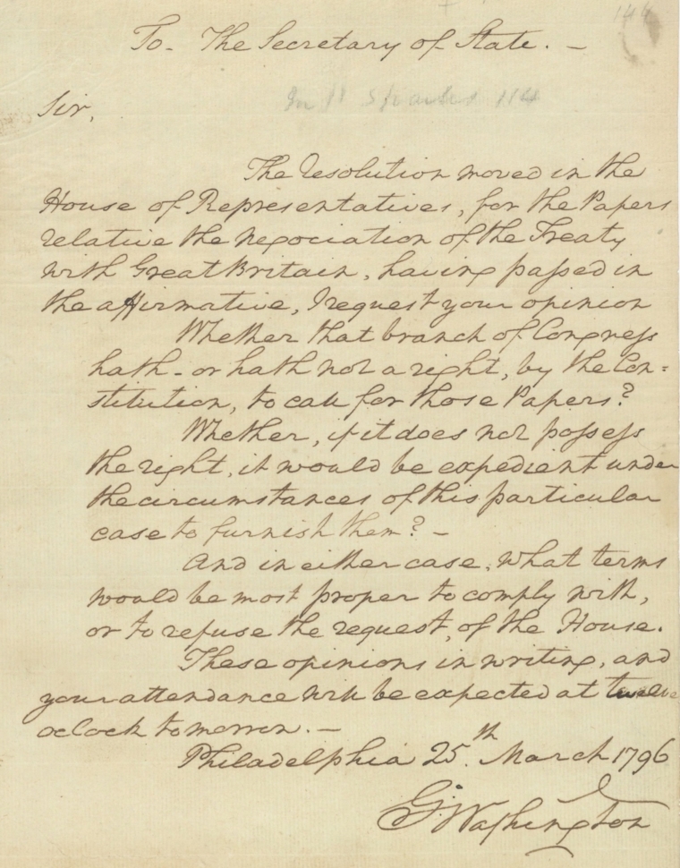George Washington autograph letter signed 1796