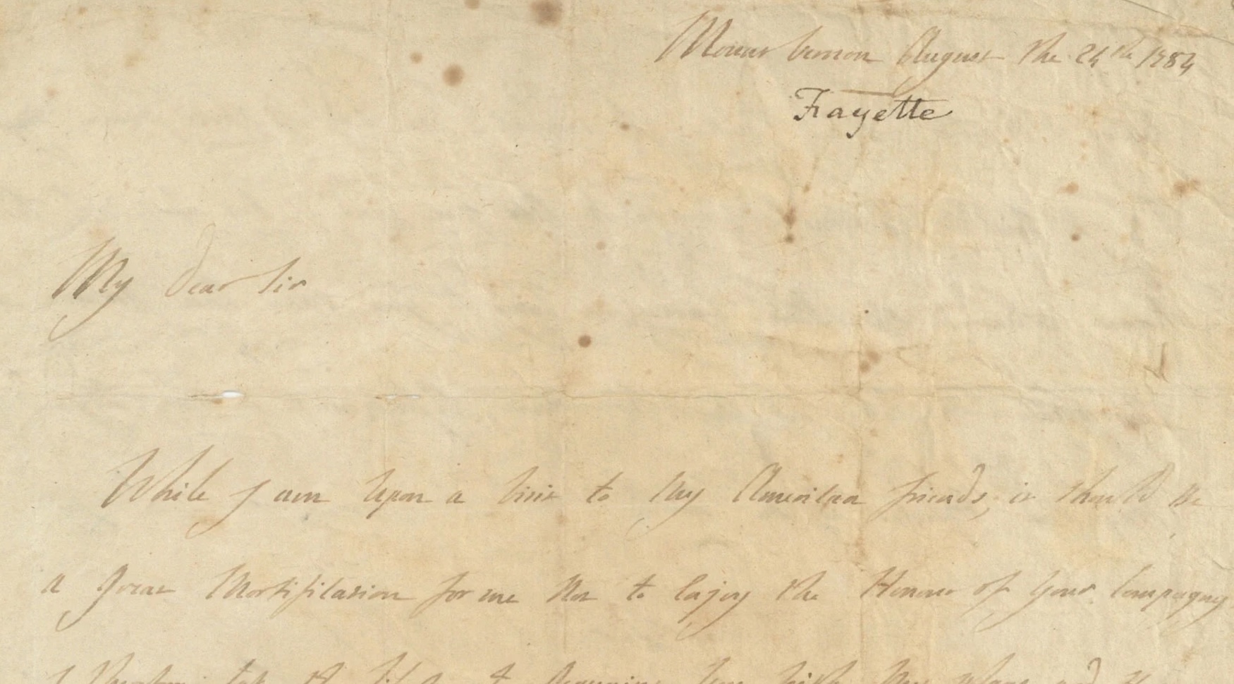 Lafayette autograph letter signed 1784