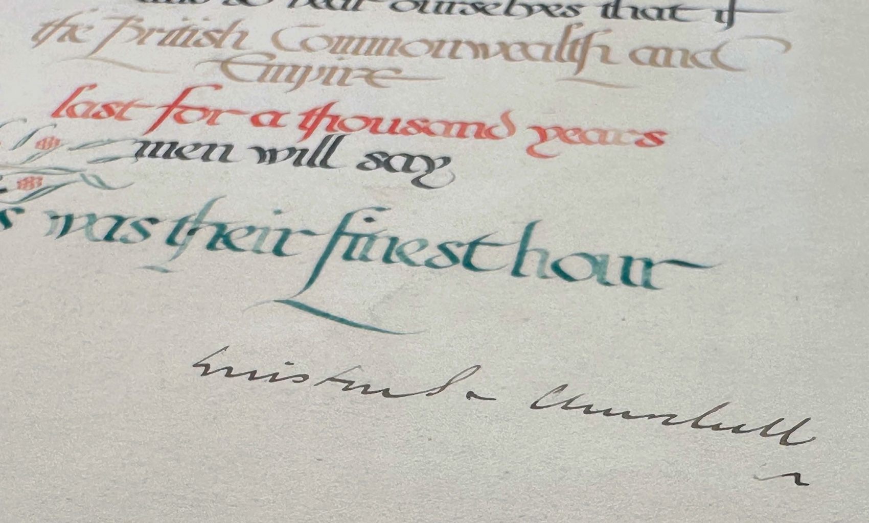 Churchill signed quotation