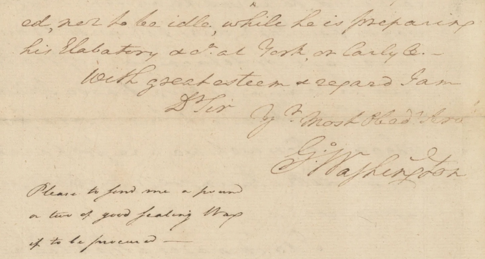 George Washington signed letter