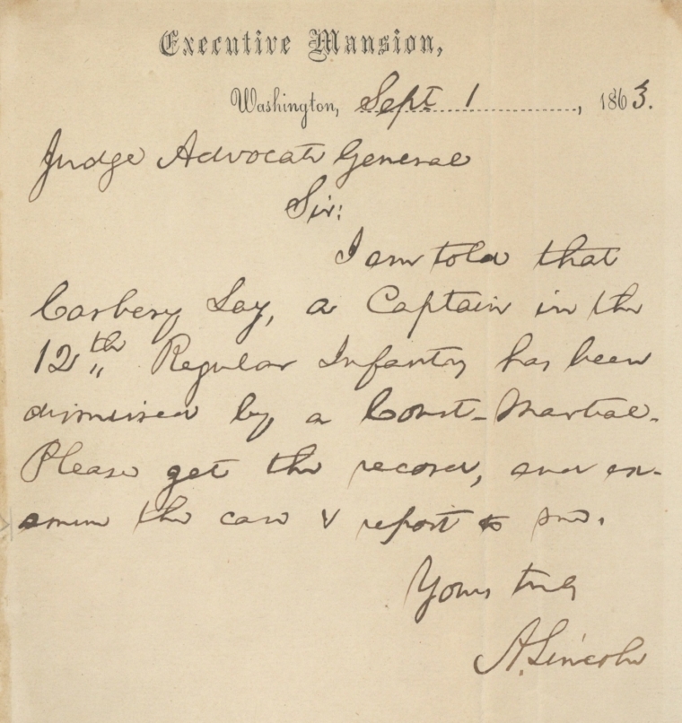Lincoln autograph letter signed