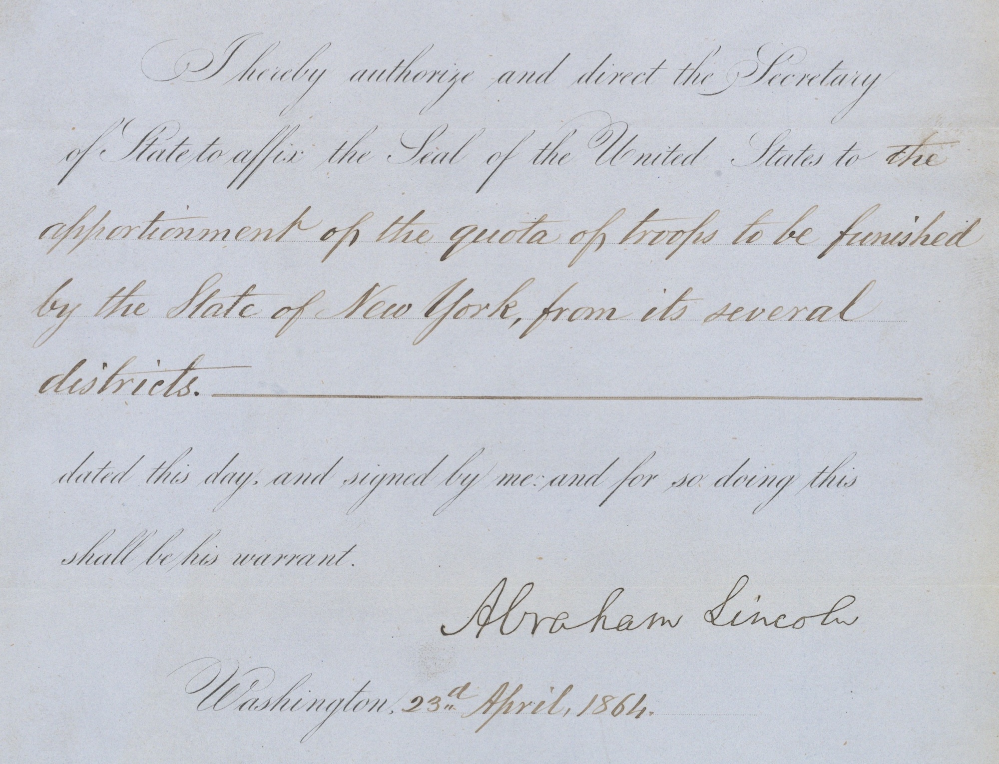 Lincoln signed draft call