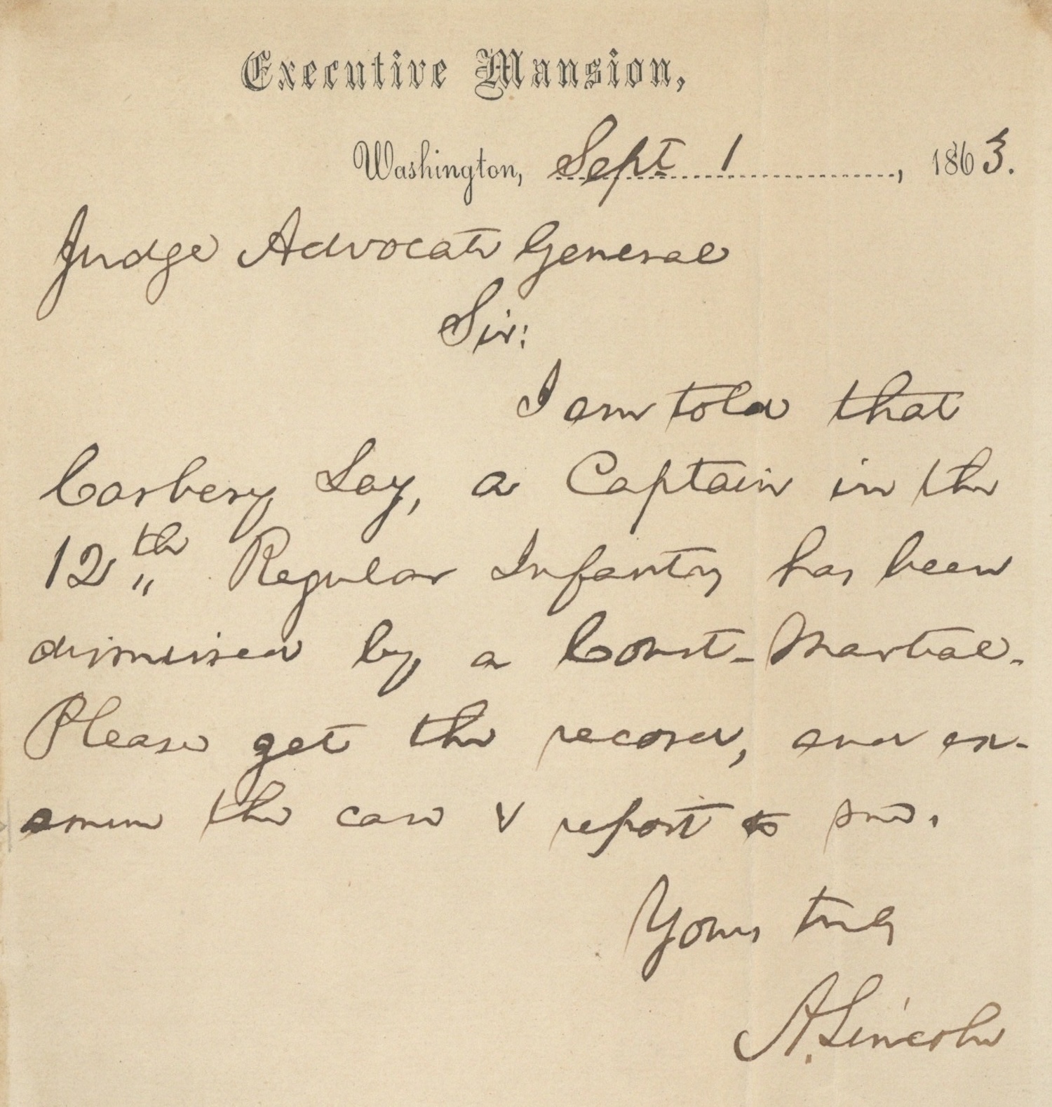 Lincoln signed letter 1863