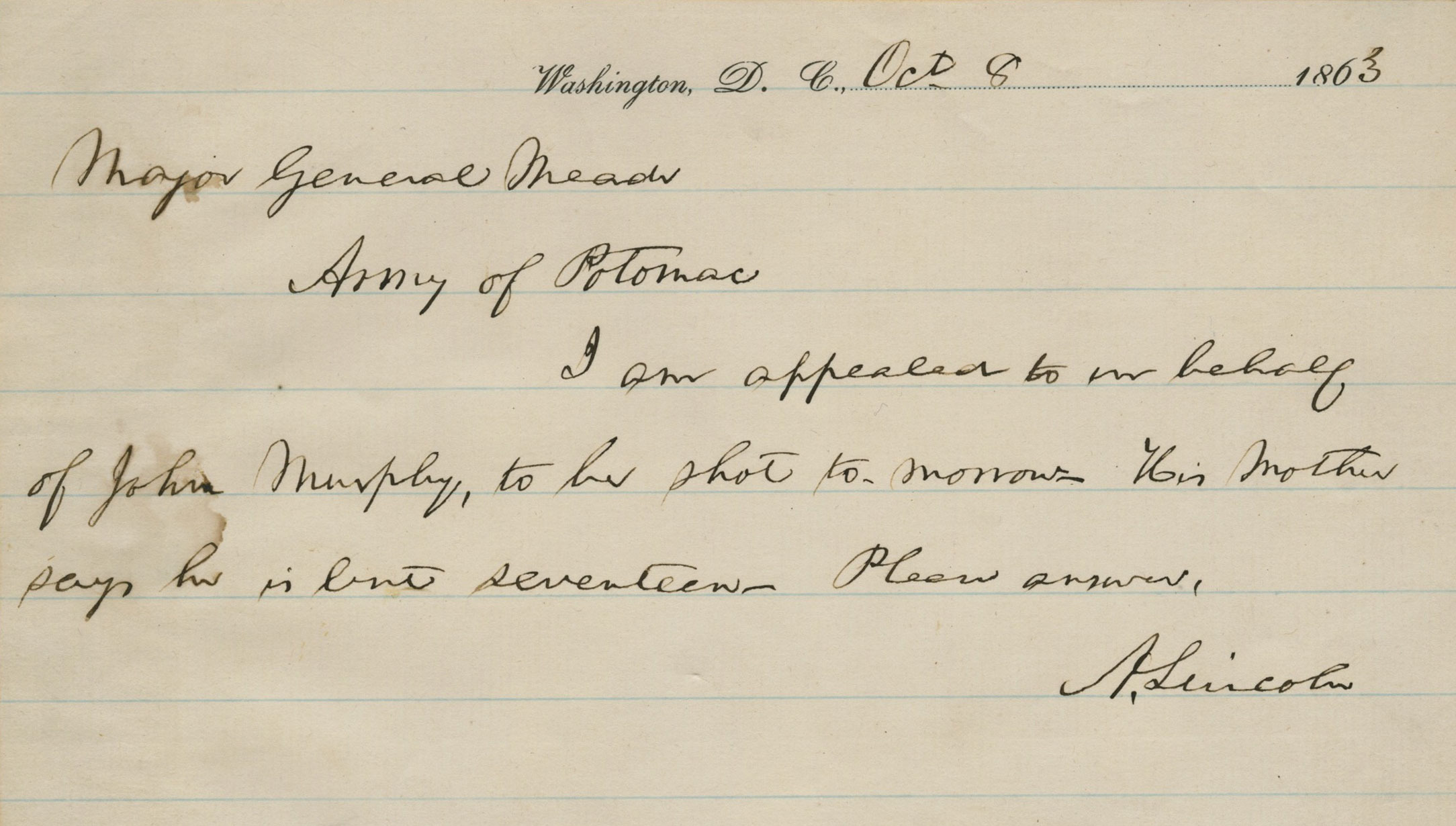 Lincoln autograph letter signed