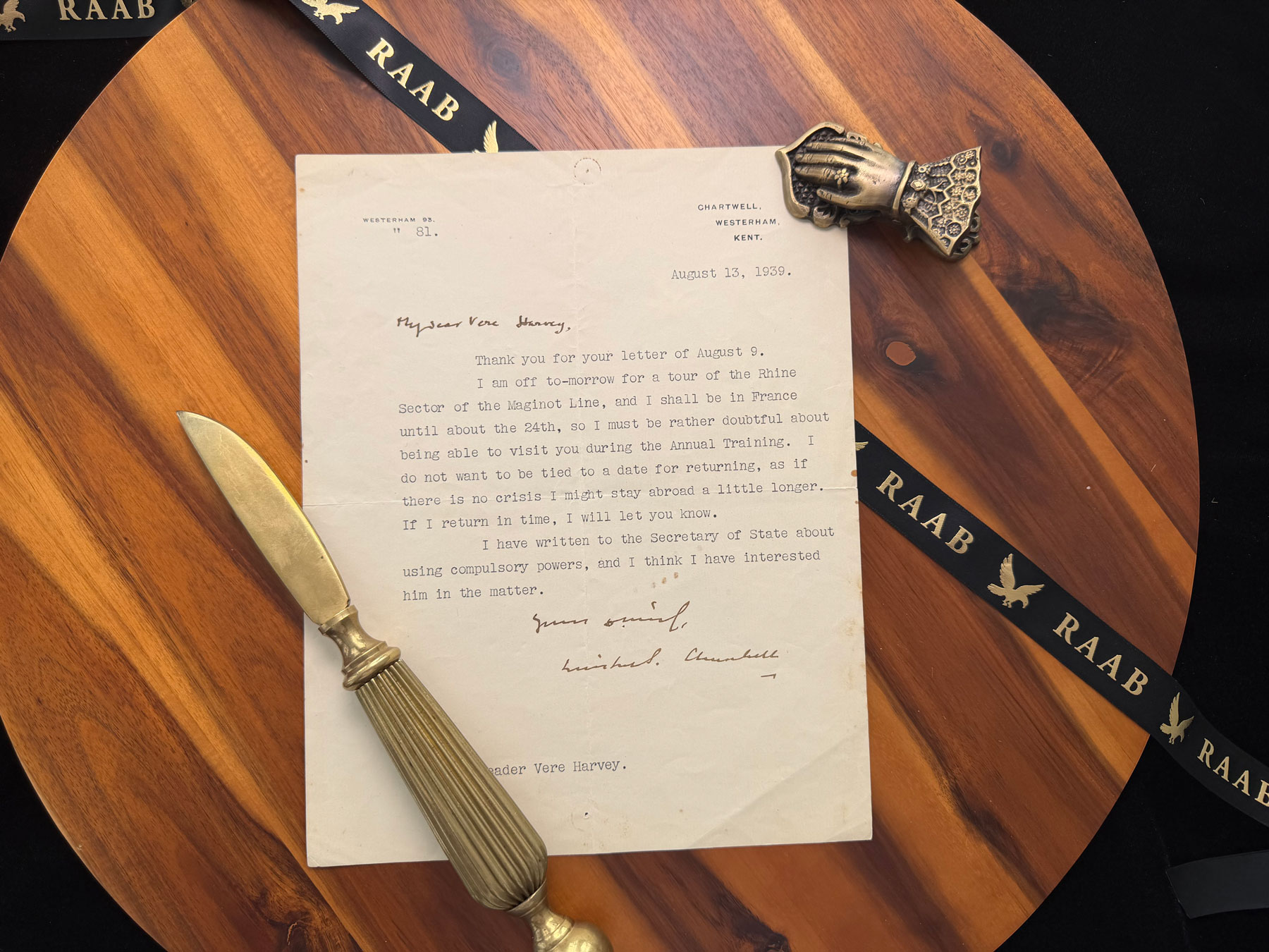 Winston Churchill signed letter