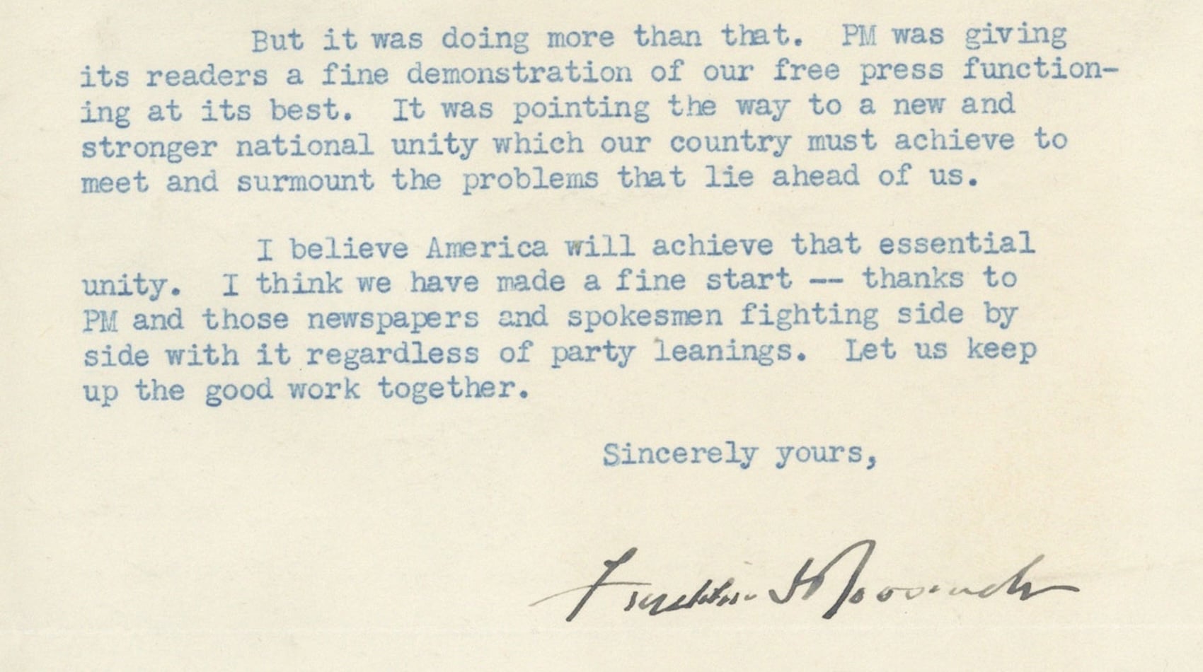 FDR typed letter letter