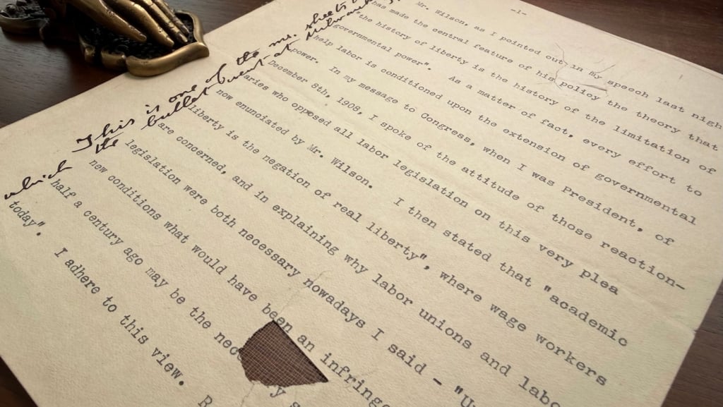 Roosevelt Bullet Hole Manuscript