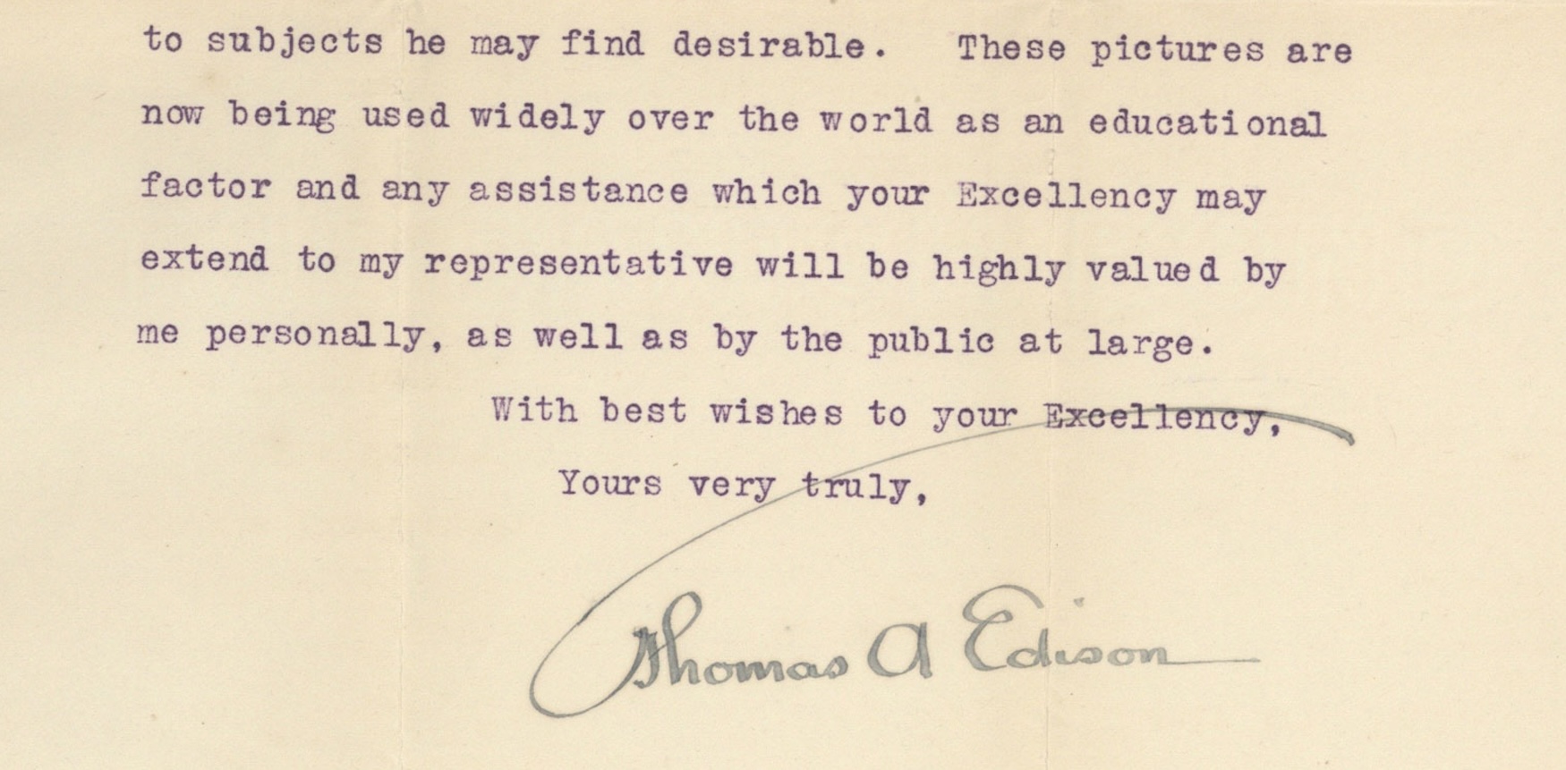 Thomas Edison signed letter, 1911