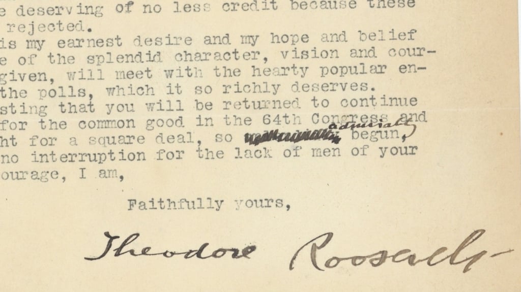 Theodore Roosevelt autograph